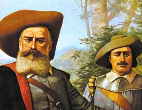 Bandeirantes estilizados: Domingos Jorge Velho, bandeirante paulista. Pintura de Benedito Calixto, 1903. 